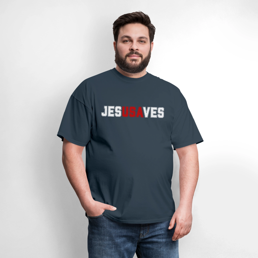 JESUSAVES Patriotic Varsity Tee | America 250 Collection -  blue dusk