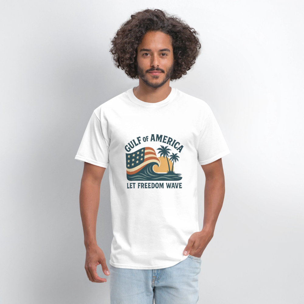 Gulf of America Tee — Let Freedom Wave - white