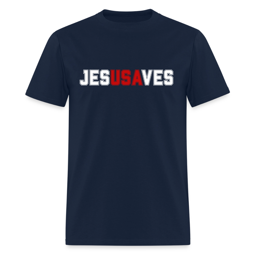 JESUSAVES Patriotic Varsity Tee | America 250 Collection - navy