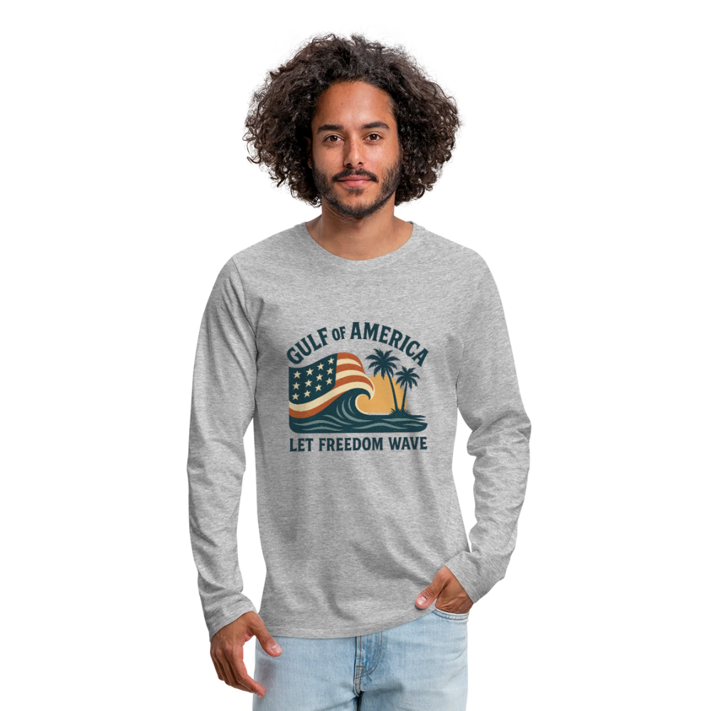 Gulf of America Tee — Let Freedom Wave Long Sleeve T-Shirt - heather gray