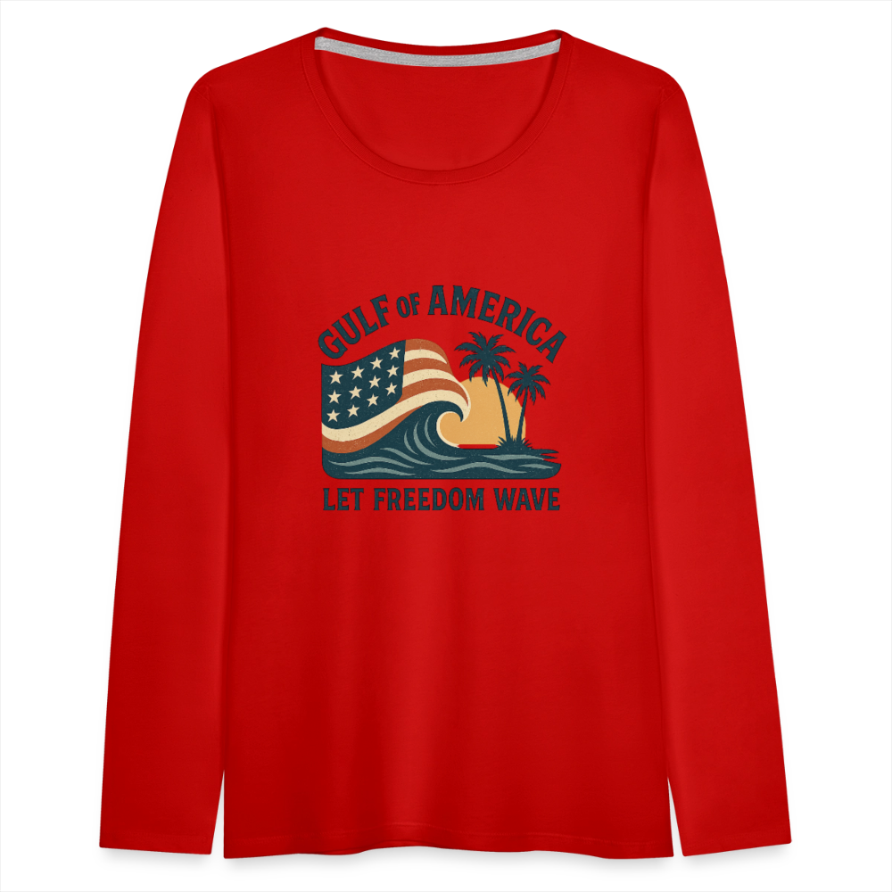 Gulf of America Women's Long Sleeve T-Shirt — Let Freedom Wave - red