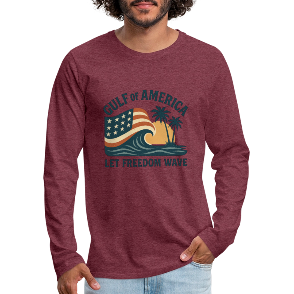 Gulf of America Tee — Let Freedom Wave Long Sleeve T-Shirt - heather burgundy
