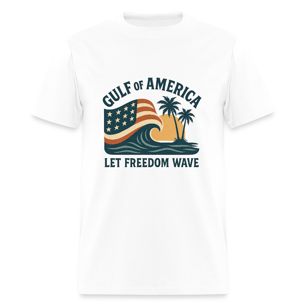 Gulf of America Tee — Let Freedom Wave - white