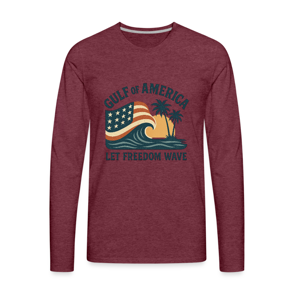 Gulf of America Tee — Let Freedom Wave Long Sleeve T-Shirt - heather burgundy