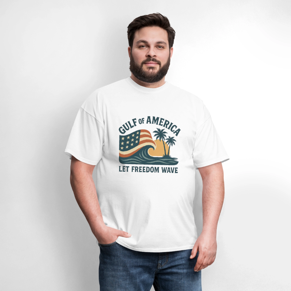 Gulf of America Tee — Let Freedom Wave - white