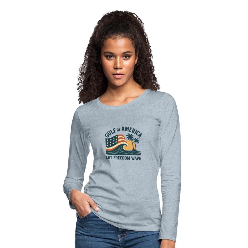 Gulf of America Women's Long Sleeve T-Shirt — Let Freedom Wave - heather ice blue