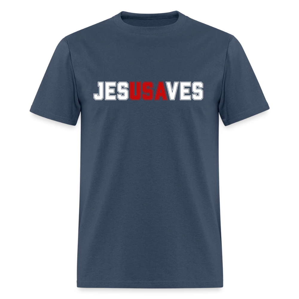 JESUSAVES Patriotic Varsity Tee | America 250 Collection -  blue dusk