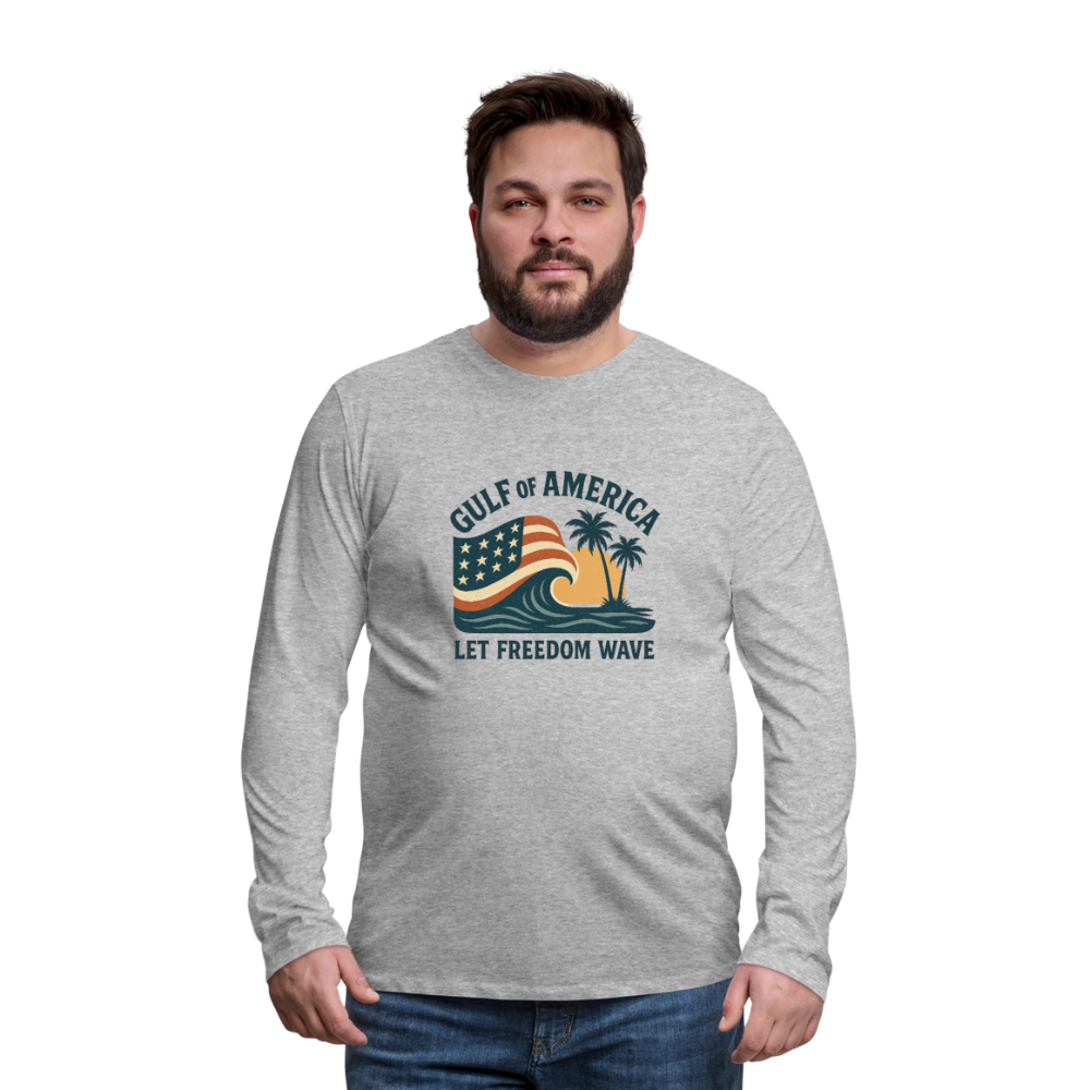 Gulf of America Tee — Let Freedom Wave Long Sleeve T-Shirt - heather gray