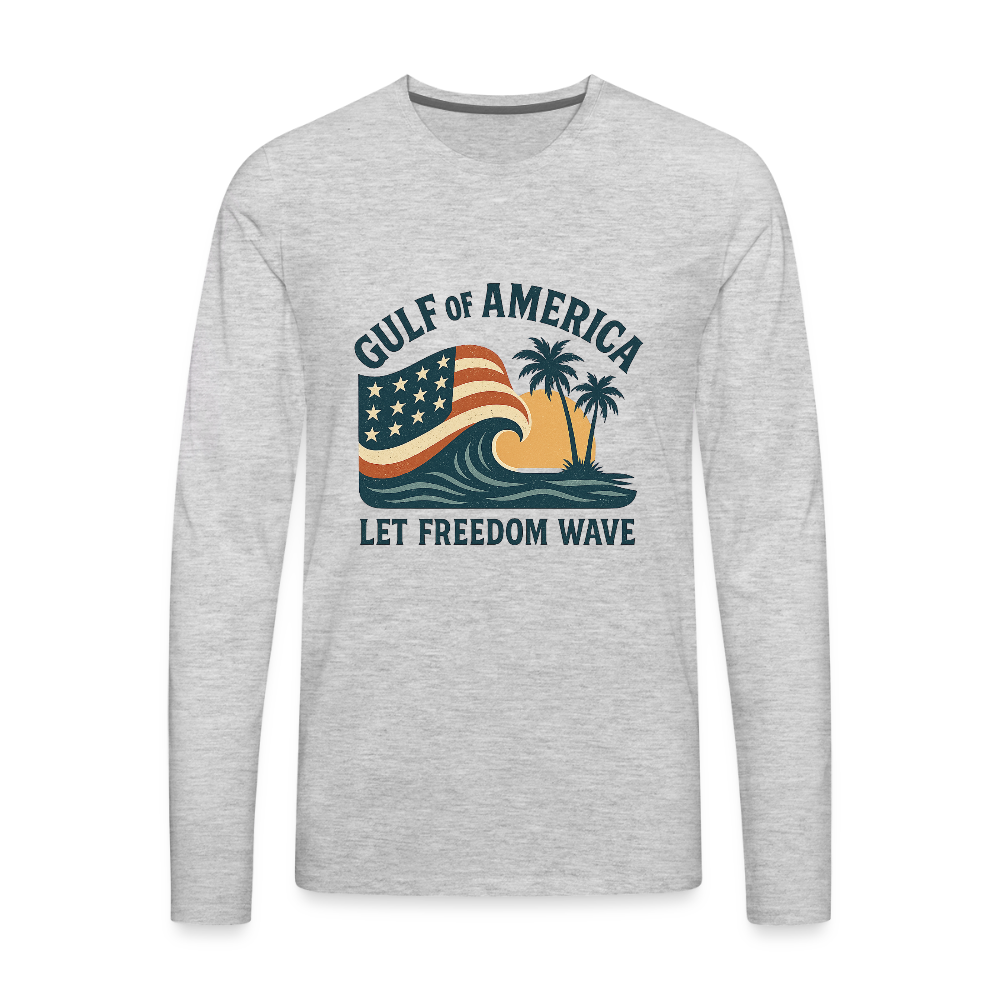 Gulf of America Tee — Let Freedom Wave Long Sleeve T-Shirt - heather gray