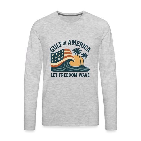 Gulf of America Tee — Let Freedom Wave Long Sleeve T-Shirt - heather gray