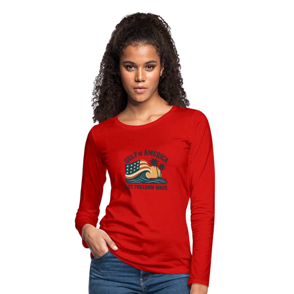 Gulf of America Women's Long Sleeve T-Shirt — Let Freedom Wave - red