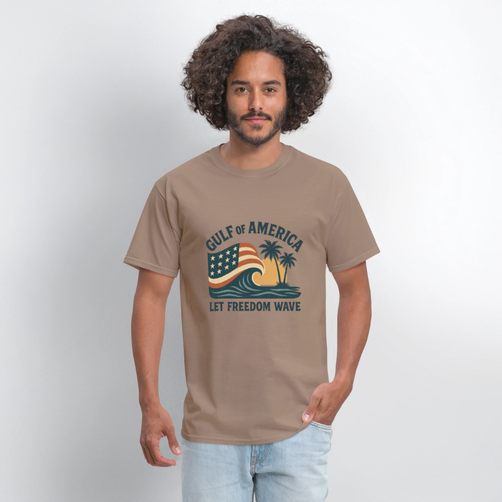 Gulf of America Tee — Let Freedom Wave - brown savana