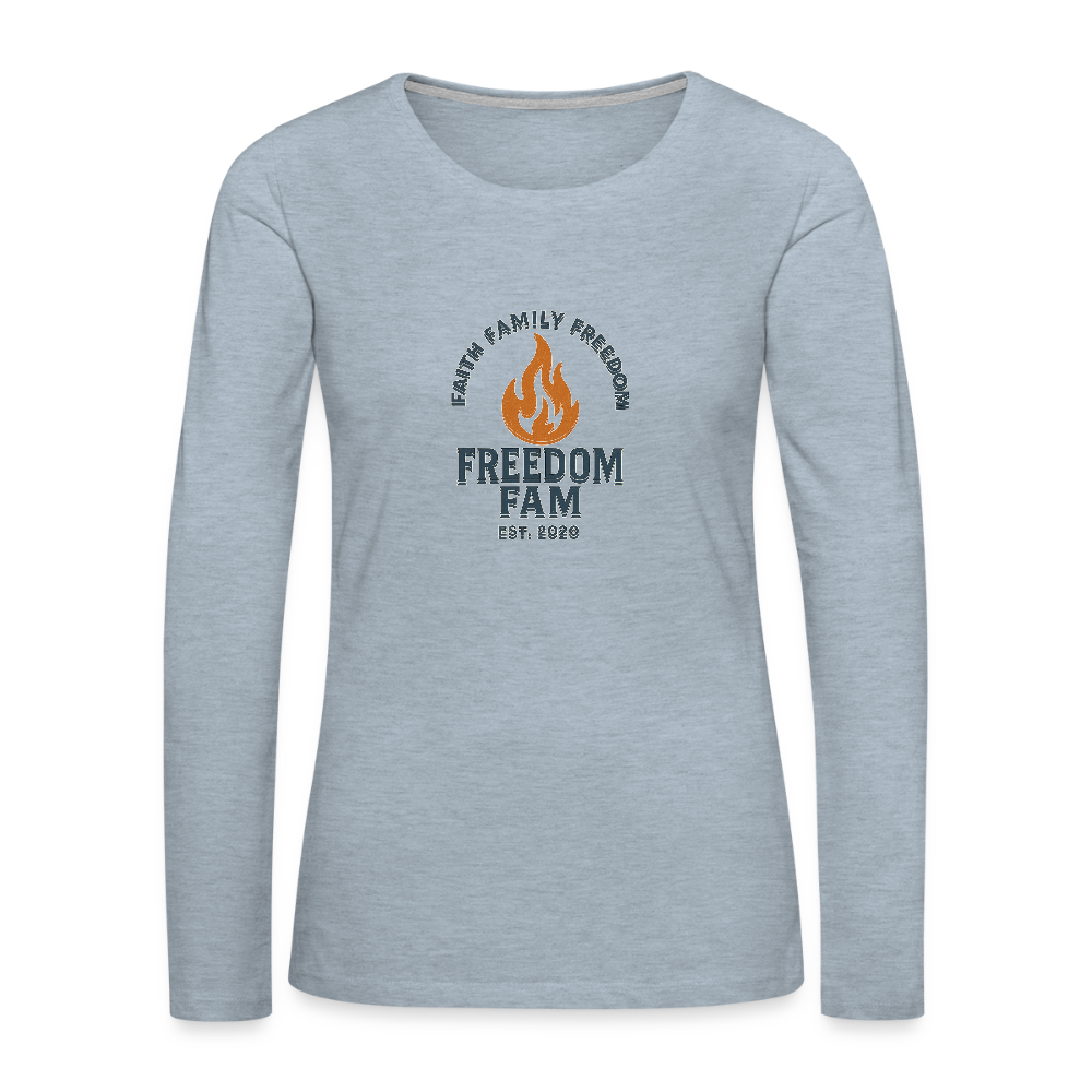 Freedom Fam Women's Long Sleeve T-Shirt - heather ice blue