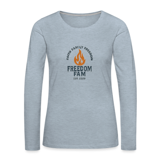 Freedom Fam Women's Long Sleeve T-Shirt - heather ice blue