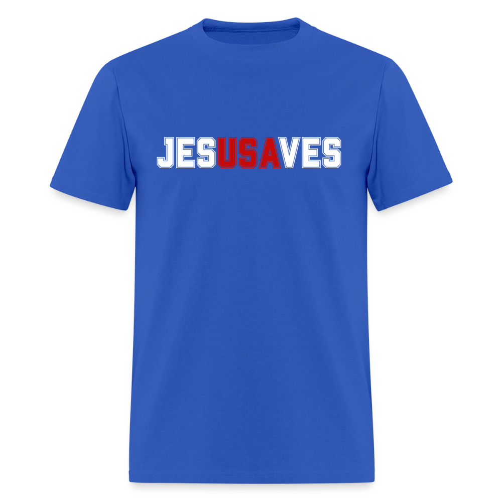 JESUSAVES Patriotic Varsity Tee | America 250 Collection - royal blue