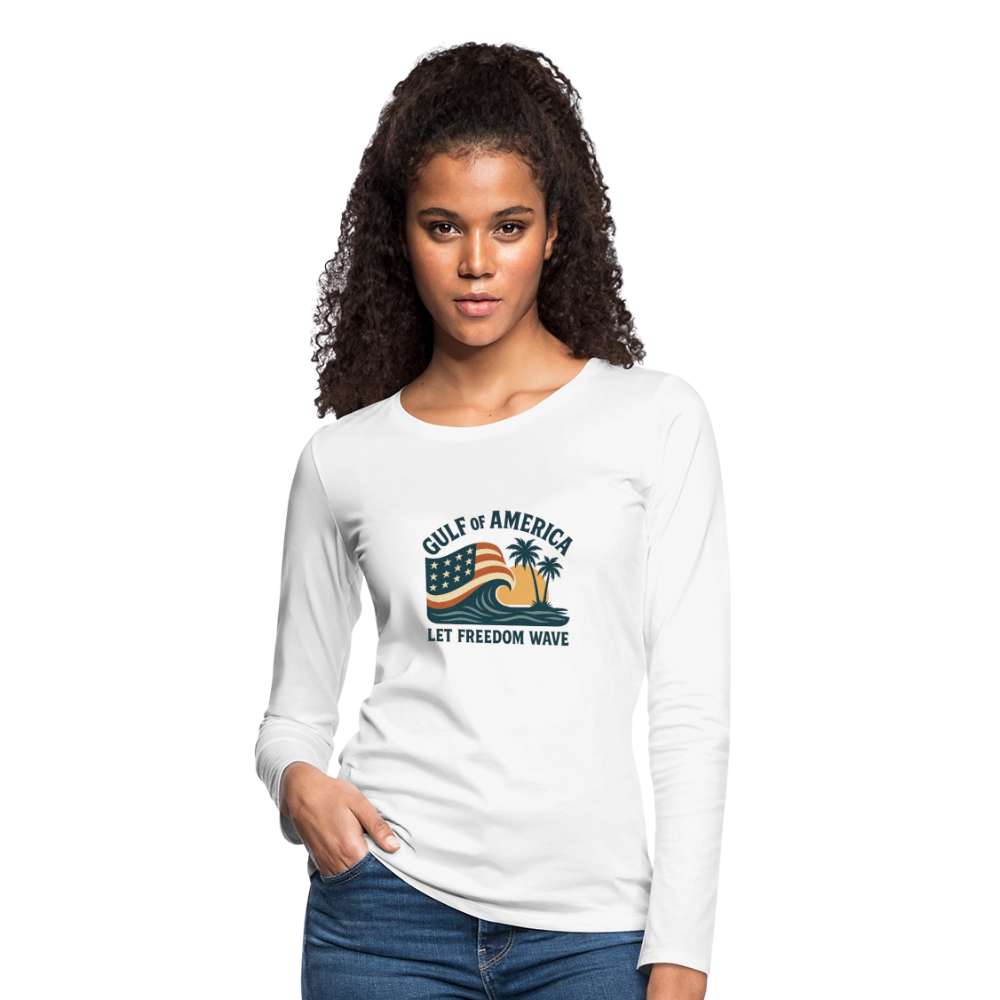 Gulf of America Women's Long Sleeve T-Shirt — Let Freedom Wave - white