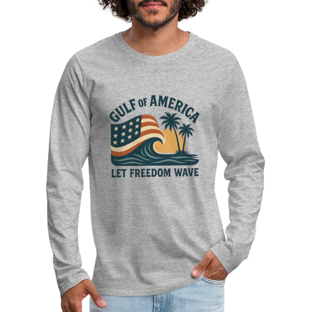 Gulf of America Tee — Let Freedom Wave Long Sleeve T-Shirt - heather gray