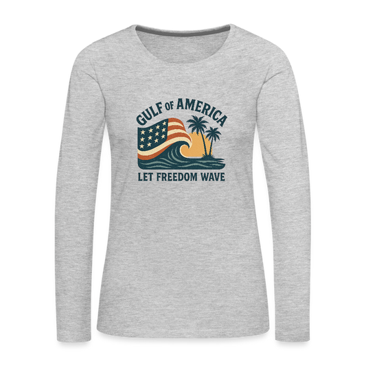 Gulf of America Women's Long Sleeve T-Shirt — Let Freedom Wave - heather gray