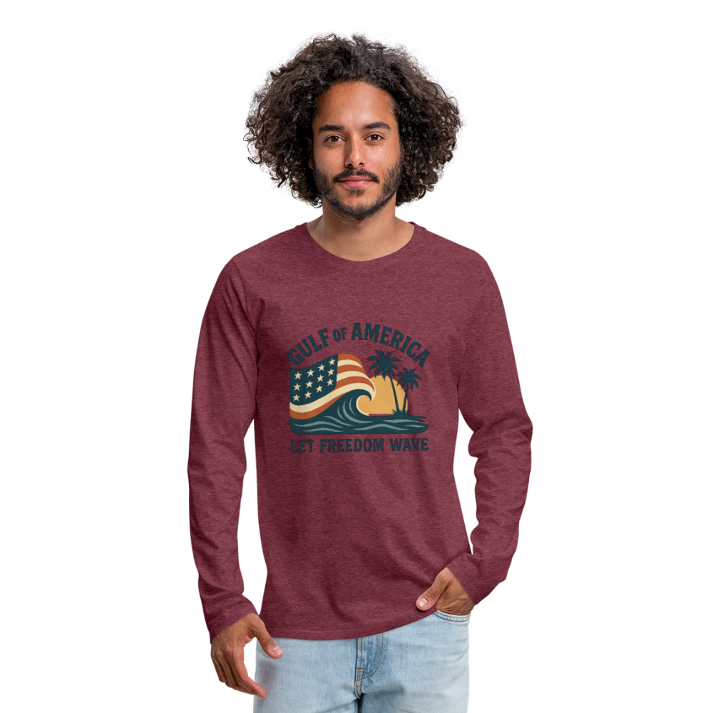 Gulf of America Tee — Let Freedom Wave Long Sleeve T-Shirt - heather burgundy