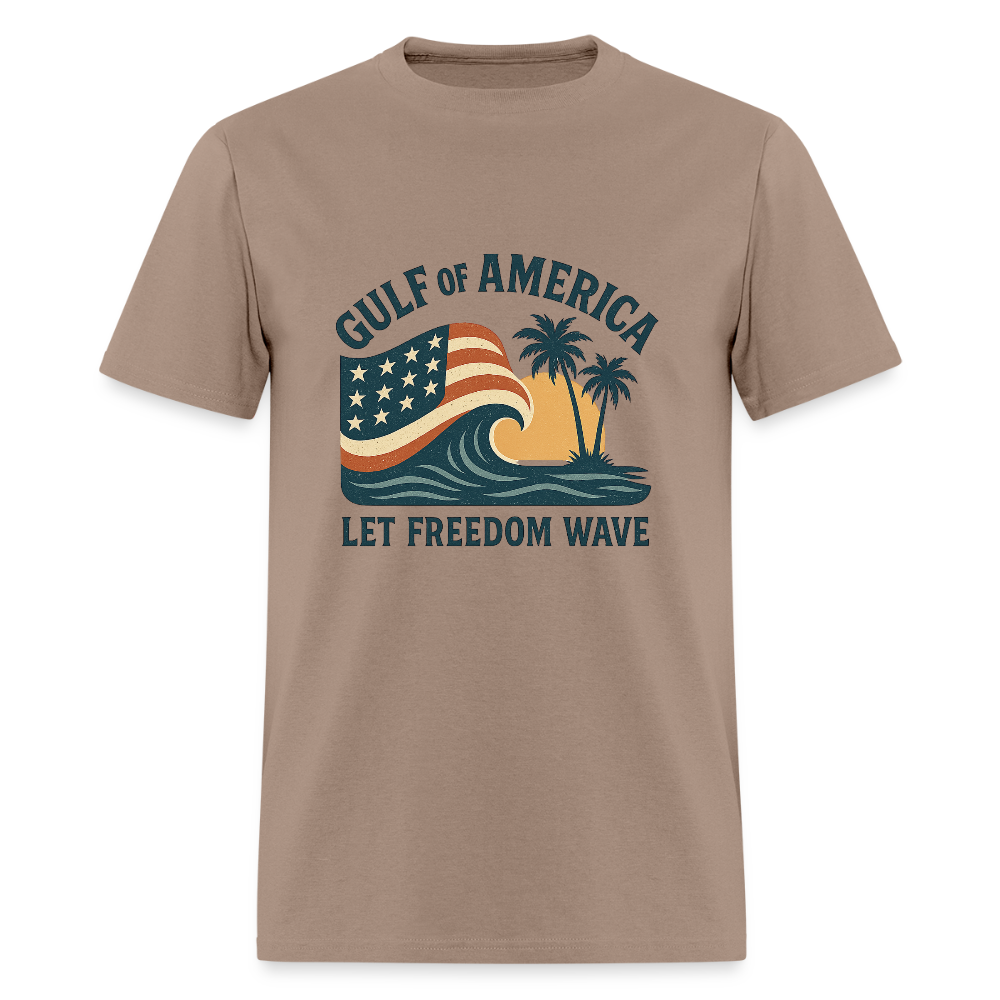 Gulf of America Tee — Let Freedom Wave - brown savana