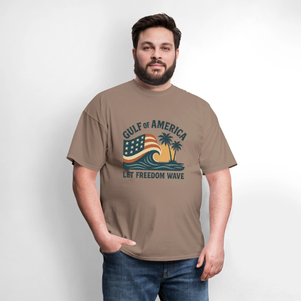 Gulf of America Tee — Let Freedom Wave - brown savana
