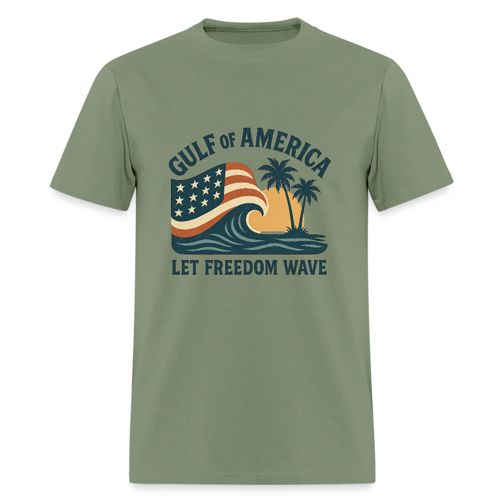 Gulf of America Tee — Let Freedom Wave - military green