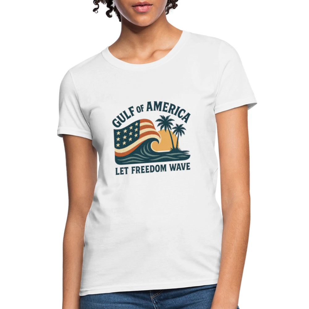 Gulf of America Tee — Let Freedom Wave - white