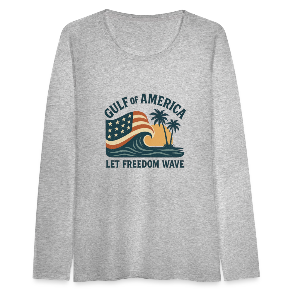 Gulf of America Women's Long Sleeve T-Shirt — Let Freedom Wave - heather gray