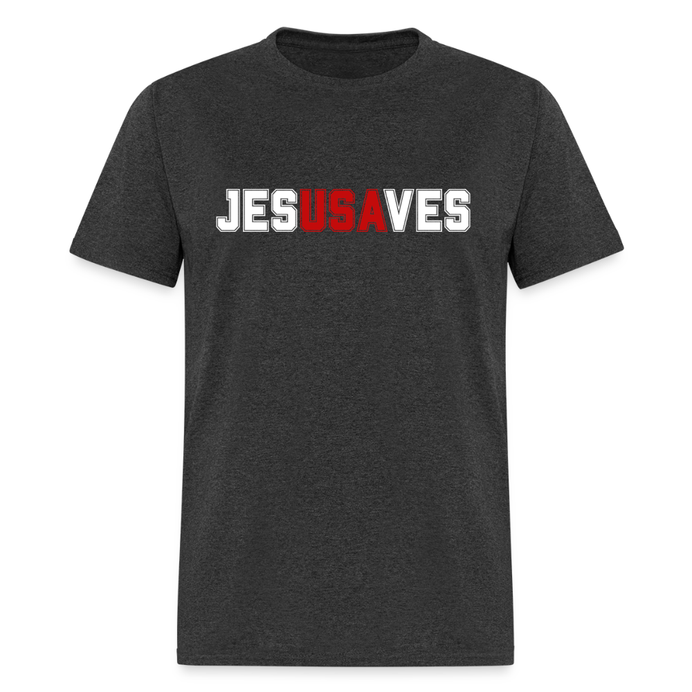 JESUSAVES Patriotic Varsity Tee | America 250 Collection - heather black