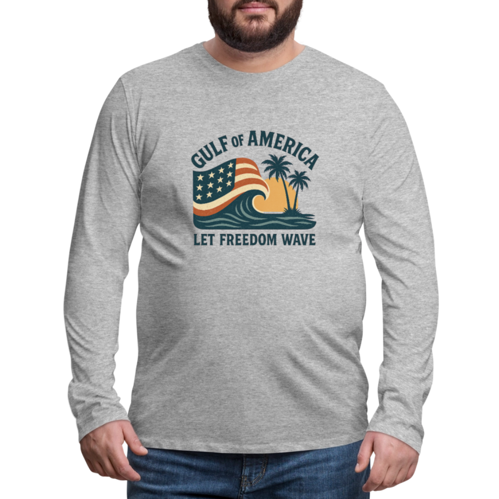Gulf of America Tee — Let Freedom Wave Long Sleeve T-Shirt - heather gray