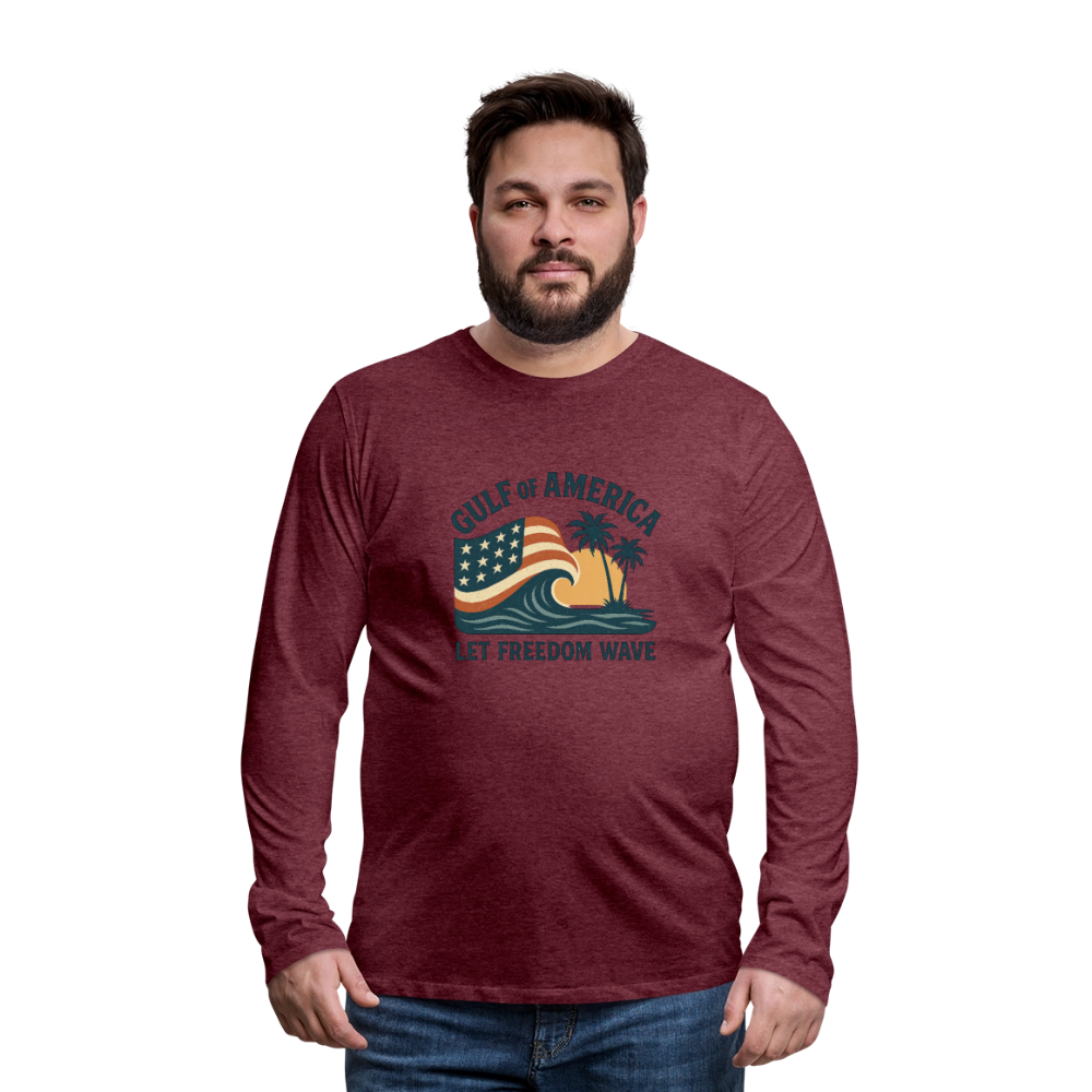 Gulf of America Tee — Let Freedom Wave Long Sleeve T-Shirt - heather burgundy
