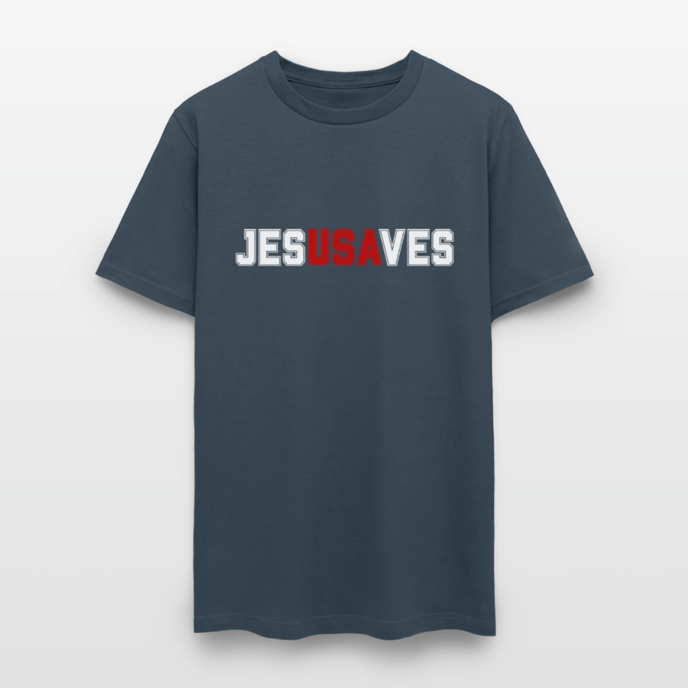 JESUSAVES Patriotic Varsity Tee | America 250 Collection -  blue dusk