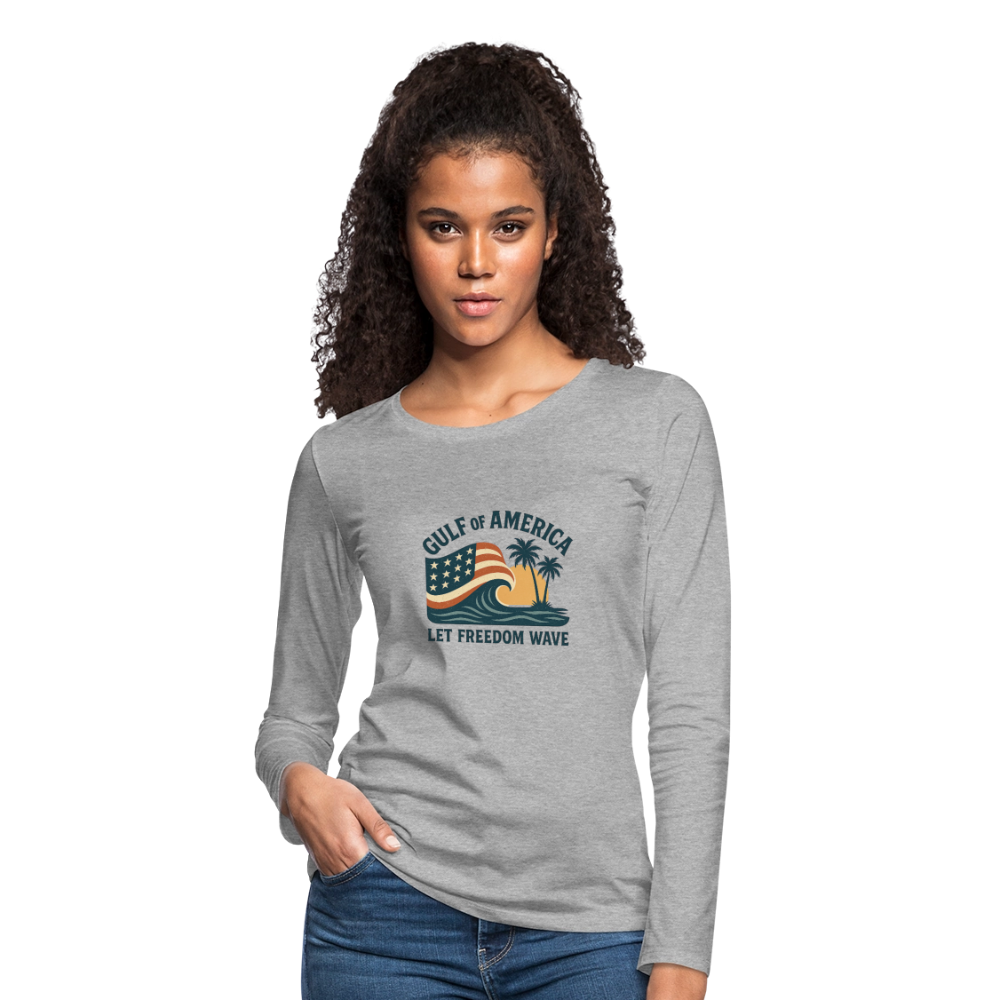 Gulf of America Women's Long Sleeve T-Shirt — Let Freedom Wave - heather gray
