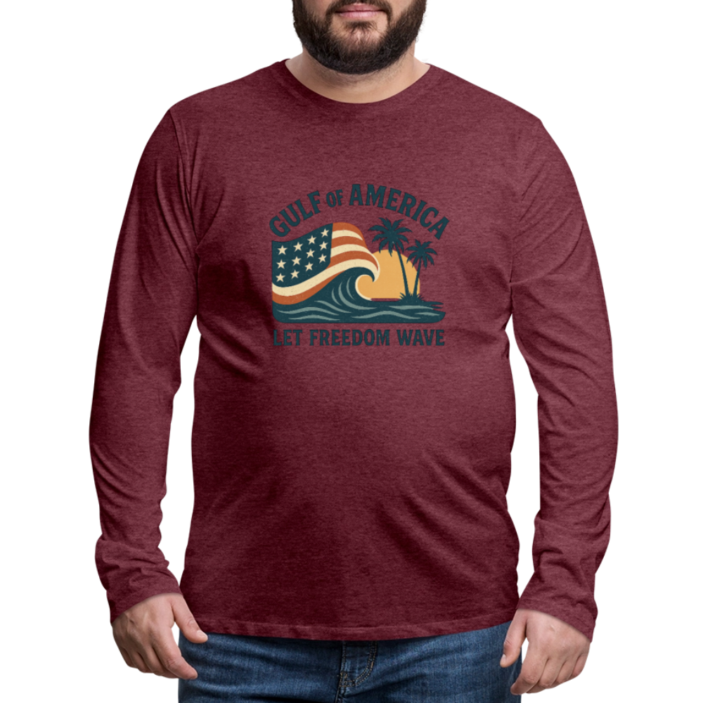 Gulf of America Tee — Let Freedom Wave Long Sleeve T-Shirt - heather burgundy