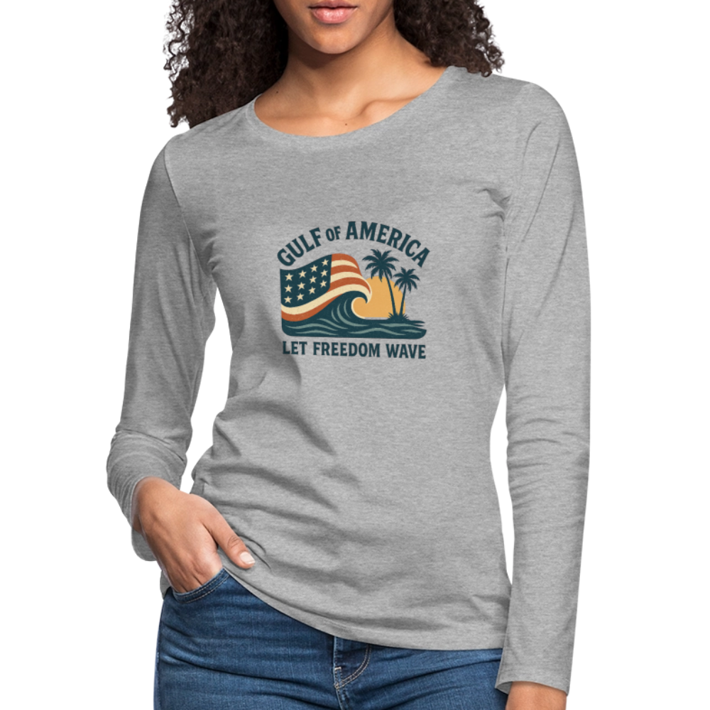 Gulf of America Women's Long Sleeve T-Shirt — Let Freedom Wave - heather gray