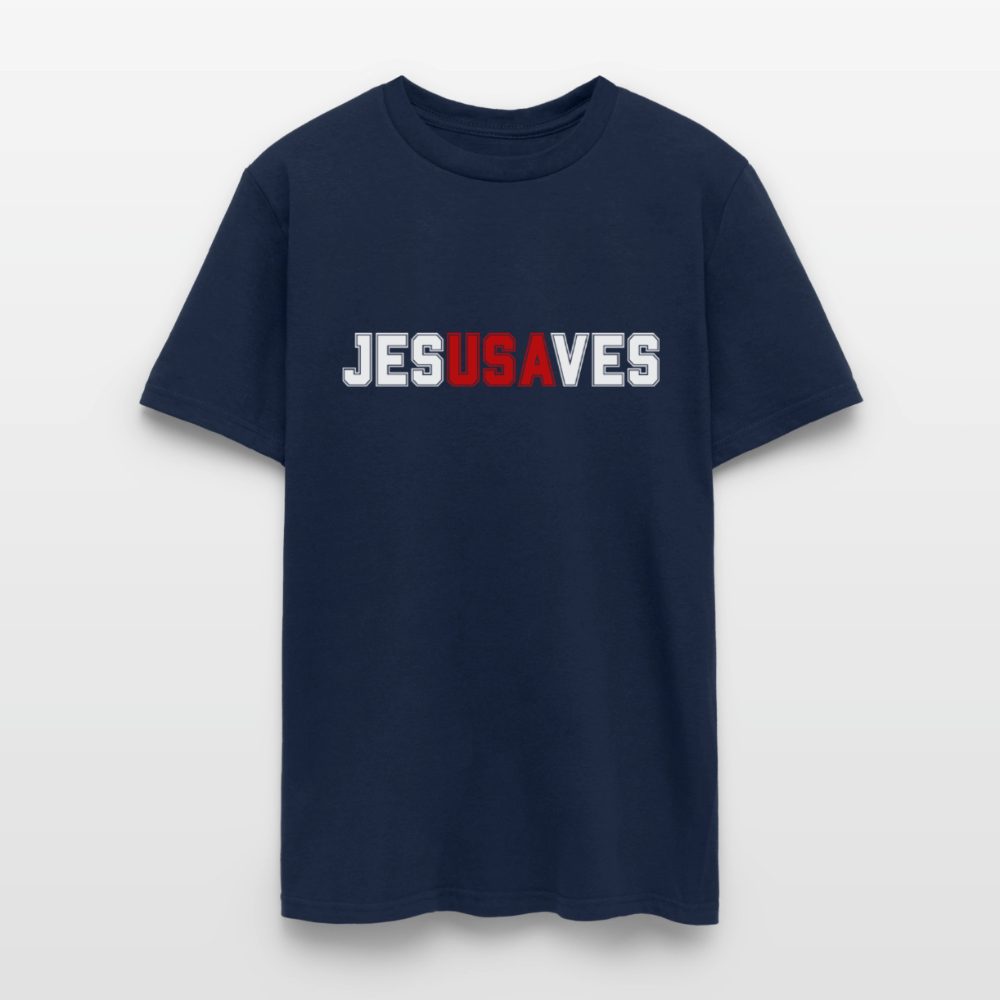 JESUSAVES Patriotic Varsity Tee | America 250 Collection - navy