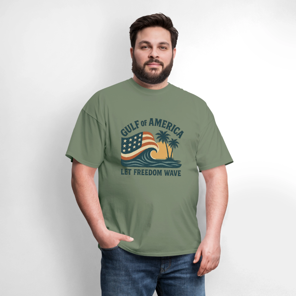 Gulf of America Tee — Let Freedom Wave - military green